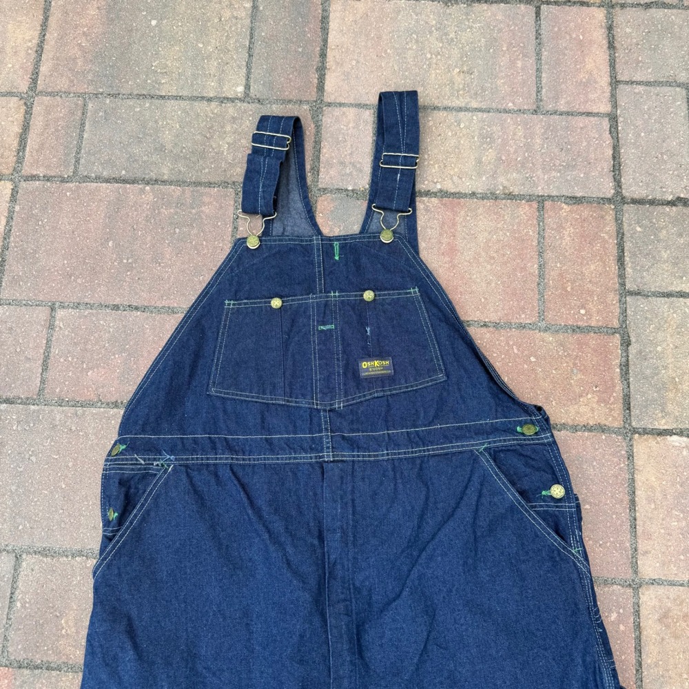 Vintage 1980s Deadstock OshKosh Bgosh Blue Denim Bib Overalls 44x30 Made in USA